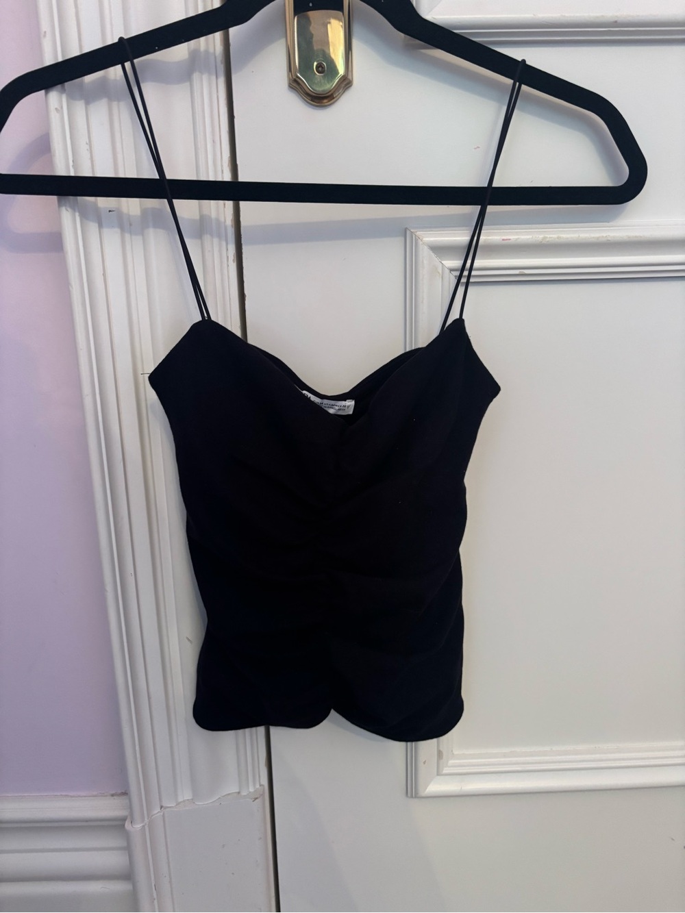 Zara Black Ruched Spaghetti Strap Camisole